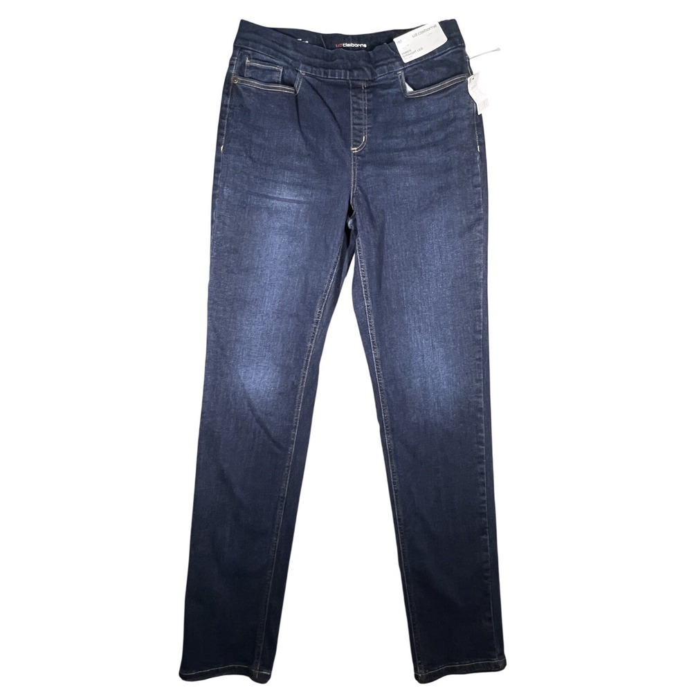 Liz Claiborne Womens‎ 18T Pull-On Straight Leg Jeans Dark Wash Comfort Stretch
